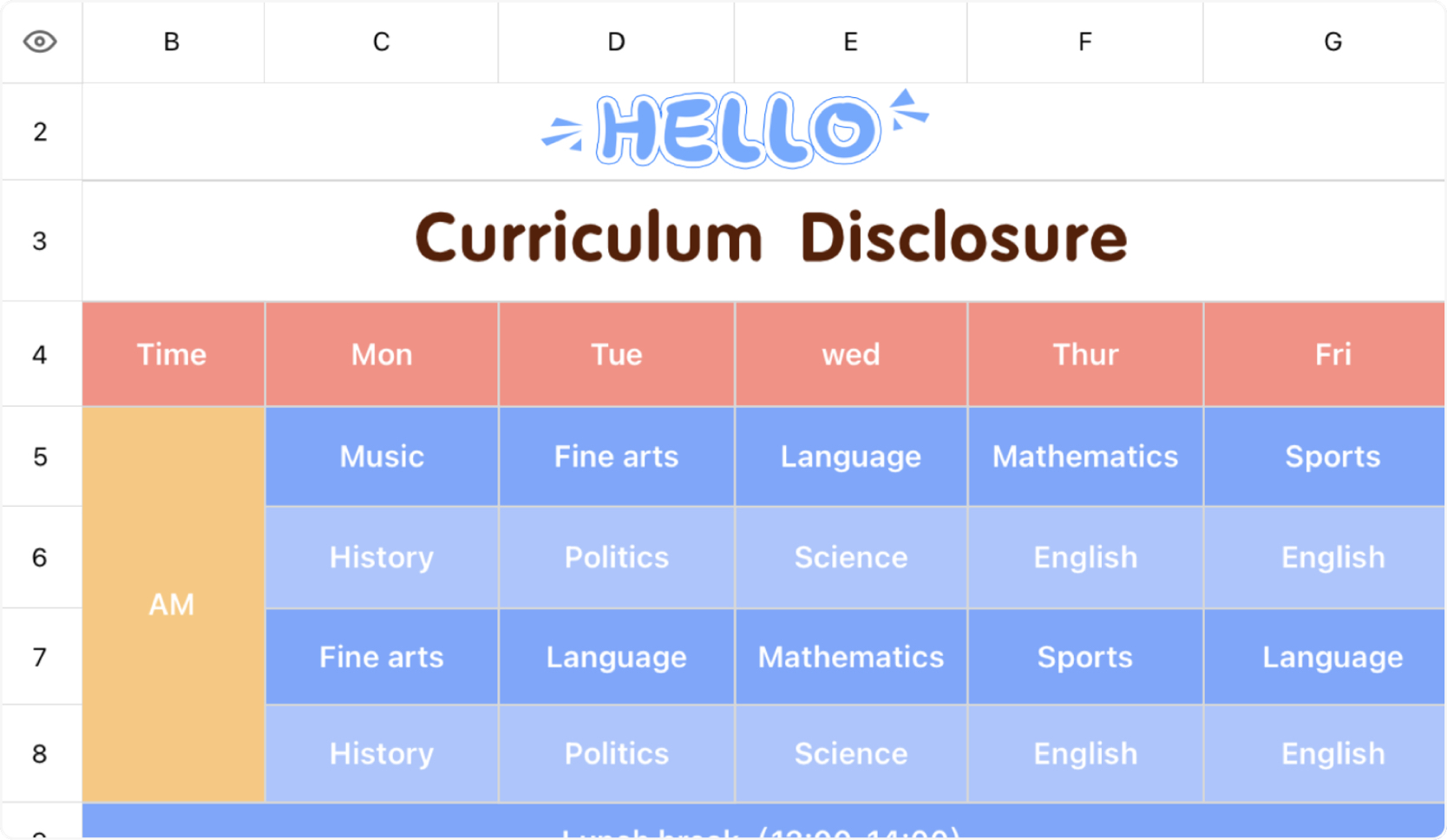 Curriculum disclosure 1